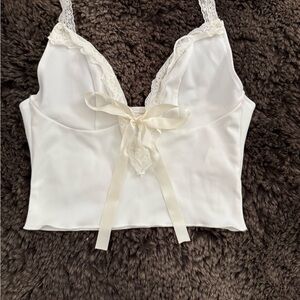 White Lace Trim Crop Top